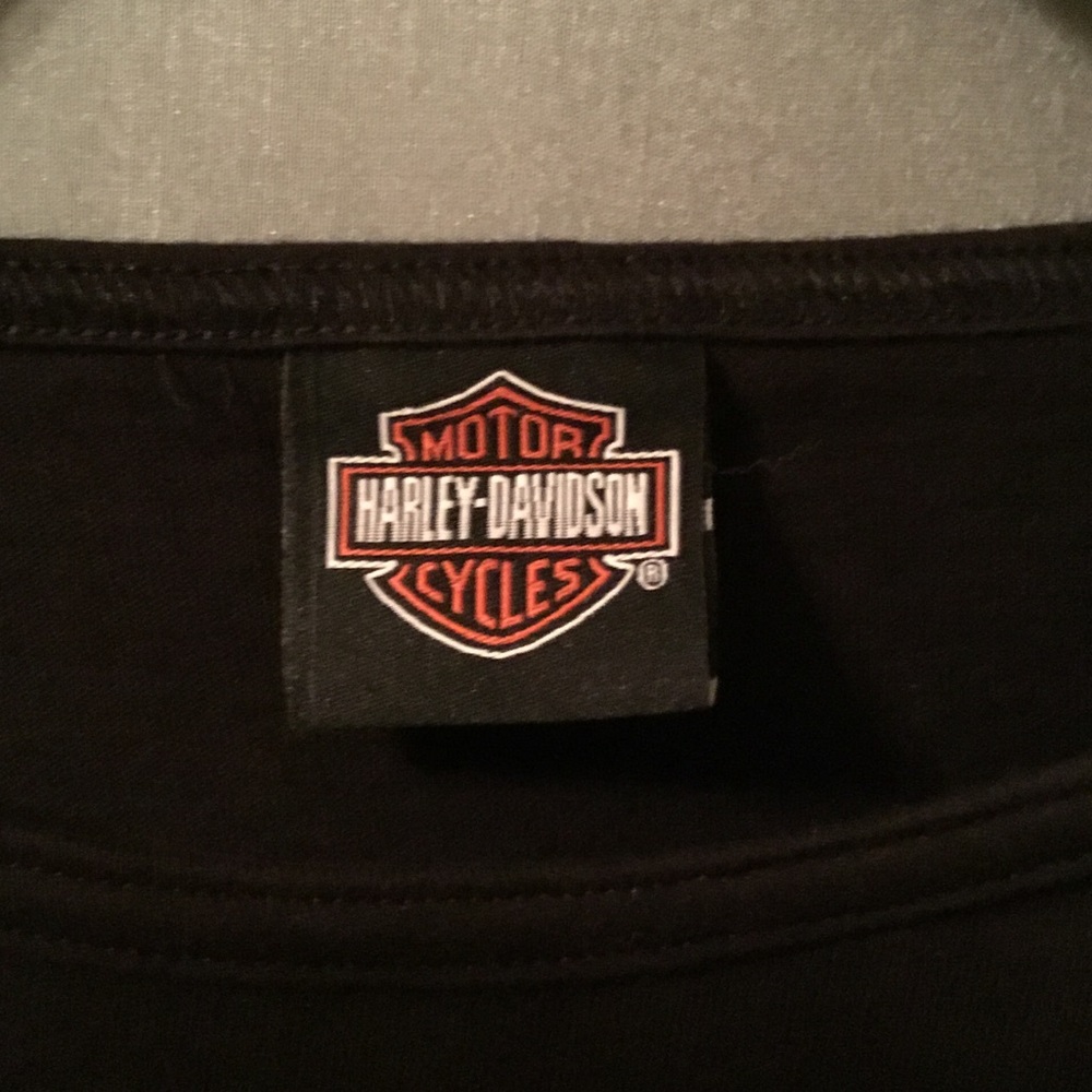 Harley-Davidson: Women’s Black and Orange Embroidered Long Sleeve Tee - Picture 2 of 7